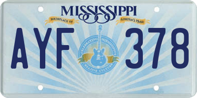 MS license plate AYF378