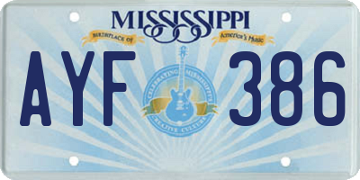 MS license plate AYF386