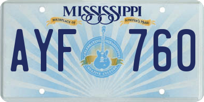 MS license plate AYF760