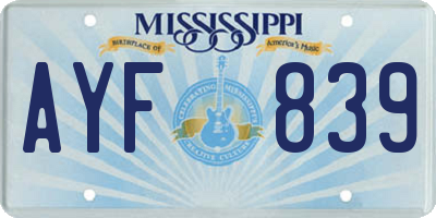 MS license plate AYF839