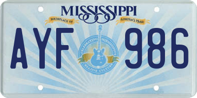 MS license plate AYF986