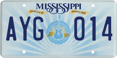 MS license plate AYG014