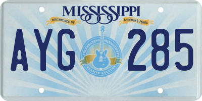 MS license plate AYG285