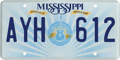 MS license plate AYH612