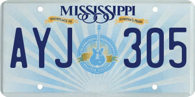 MS license plate AYJ305