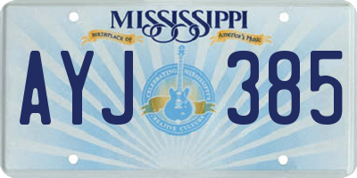 MS license plate AYJ385