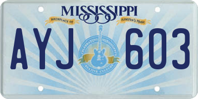 MS license plate AYJ603