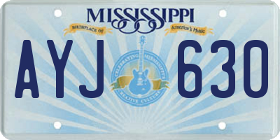 MS license plate AYJ630