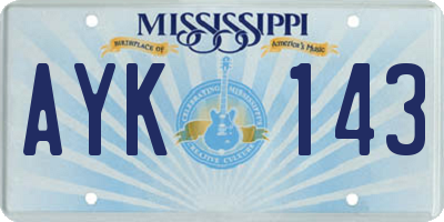 MS license plate AYK143