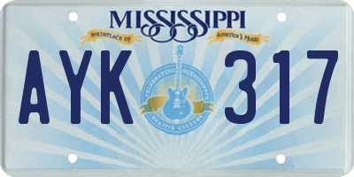 MS license plate AYK317