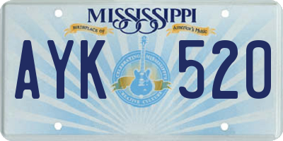 MS license plate AYK520