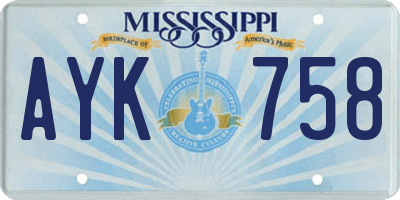 MS license plate AYK758