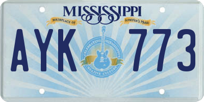MS license plate AYK773