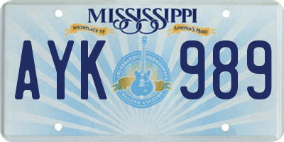 MS license plate AYK989