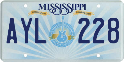 MS license plate AYL228