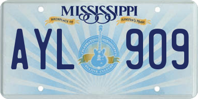 MS license plate AYL909