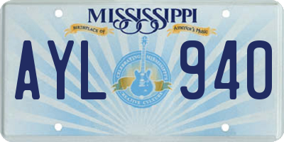 MS license plate AYL940