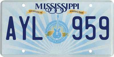 MS license plate AYL959
