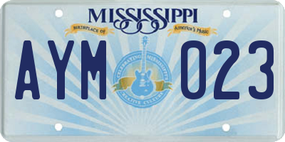 MS license plate AYM023