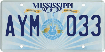 MS license plate AYM033