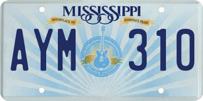 MS license plate AYM310