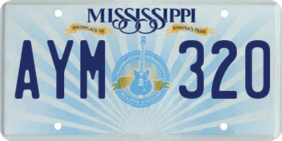 MS license plate AYM320