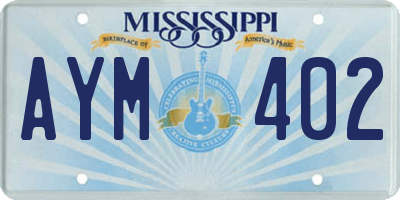 MS license plate AYM402