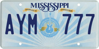 MS license plate AYM777