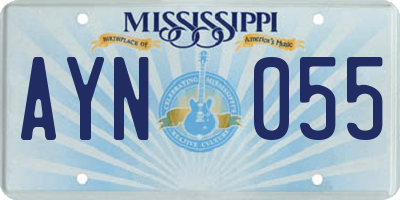 MS license plate AYN055
