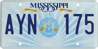 MS license plate AYN175
