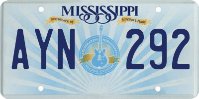 MS license plate AYN292