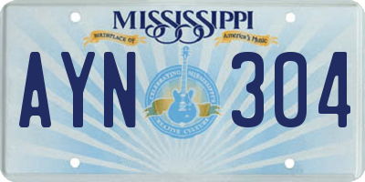 MS license plate AYN304