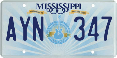 MS license plate AYN347