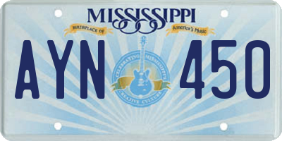 MS license plate AYN450
