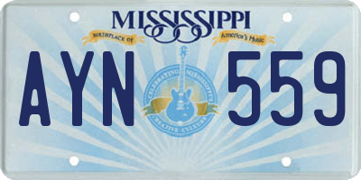 MS license plate AYN559
