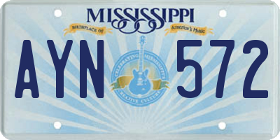 MS license plate AYN572