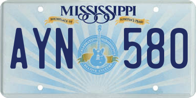 MS license plate AYN580