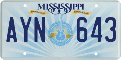 MS license plate AYN643