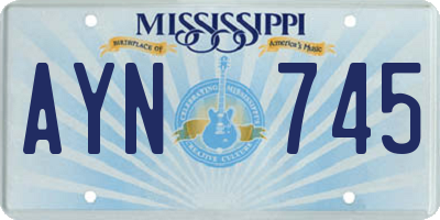 MS license plate AYN745