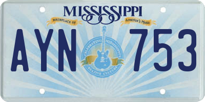 MS license plate AYN753