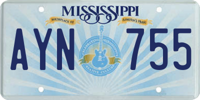 MS license plate AYN755