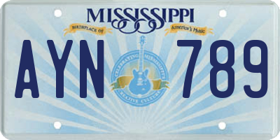 MS license plate AYN789