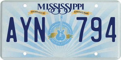 MS license plate AYN794