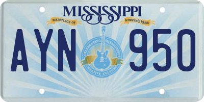 MS license plate AYN950