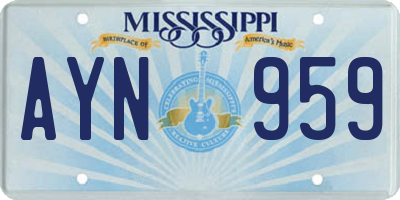 MS license plate AYN959