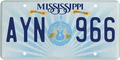 MS license plate AYN966