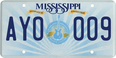 MS license plate AYO009