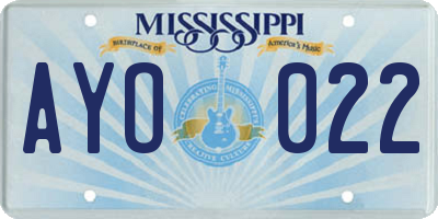 MS license plate AYO022