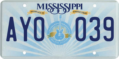 MS license plate AYO039