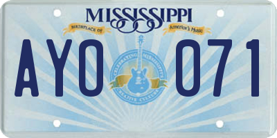 MS license plate AYO071